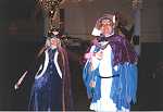 Sandra and Ron in queen and king costumes.