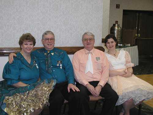 Becky and John with Sandra and Ron on Saturday night waiting for the next tip.